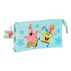 Portaoggetti Triplo Spongebob Stay positive Azzurro Bianco (22 x 12 x 3 cm)    