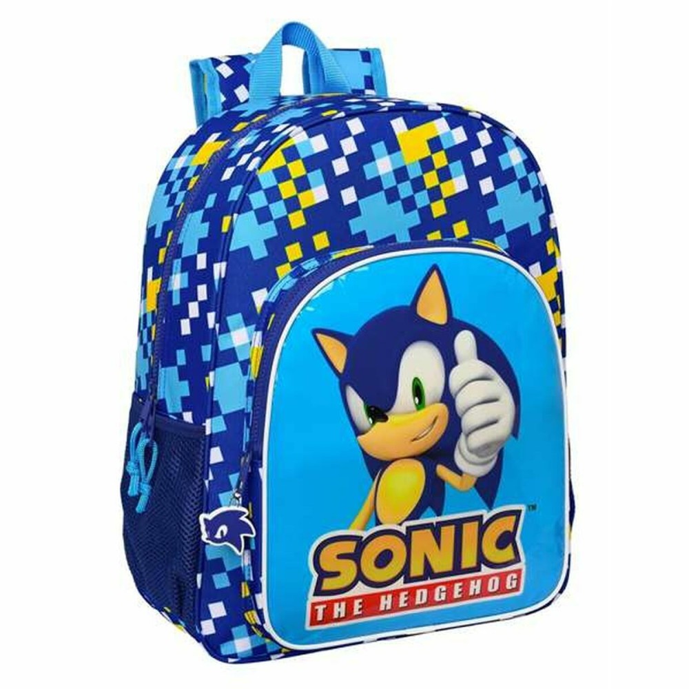 Zaino Scuola Sonic Speed 33 x 42 x 14 cm Azzurro 14 L    