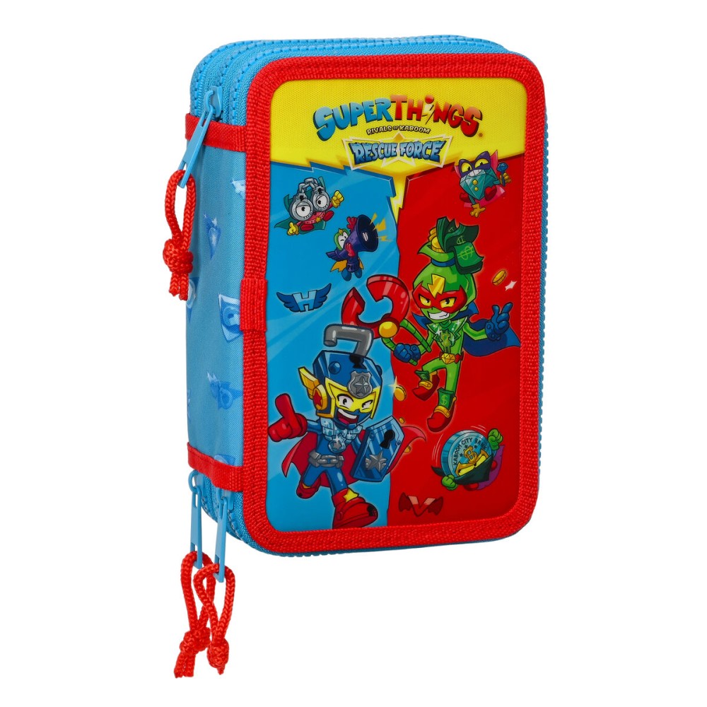 Plumier Triplo SuperThings Rescue force 12.5 x 19.5 x 5.5 cm Azzurro (36 Pezzi)    