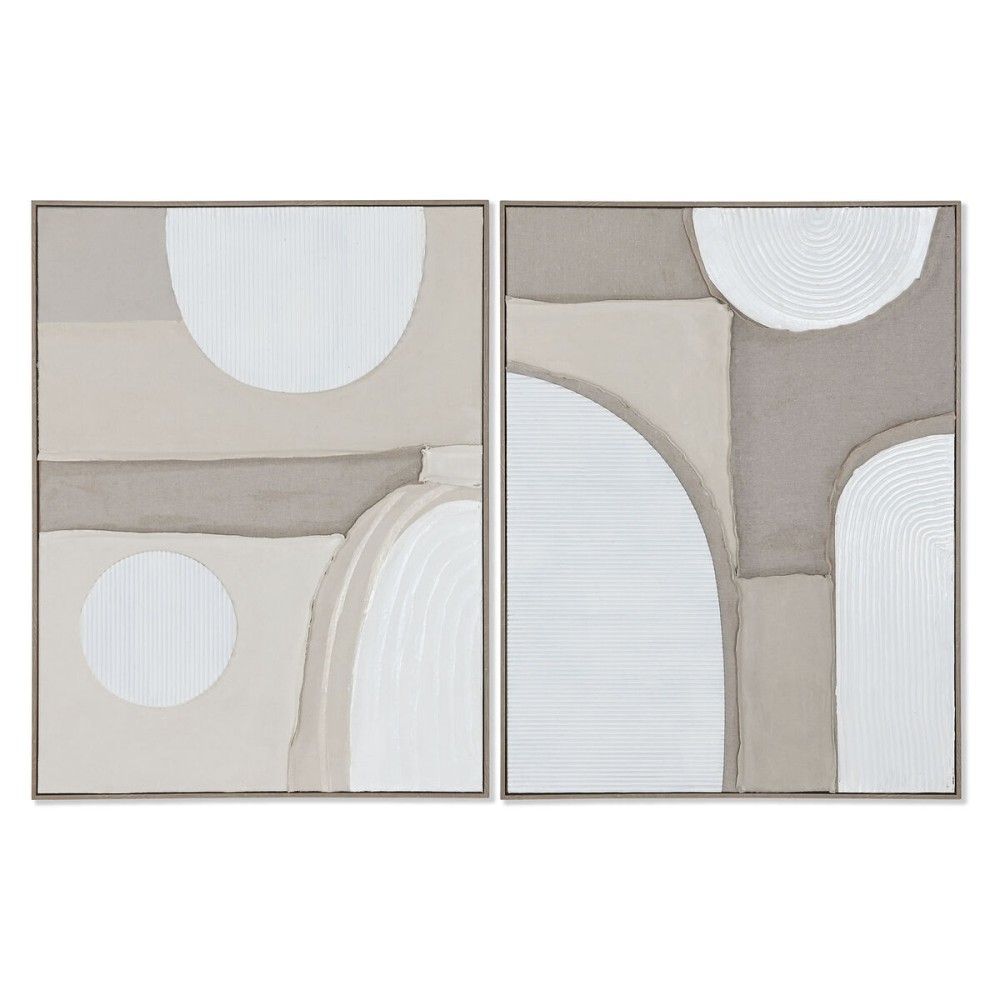 Quadro Home ESPRIT Bianco Beige Astratto Scandinavo 62 x 3,8 x 82 cm (2 Unità)    