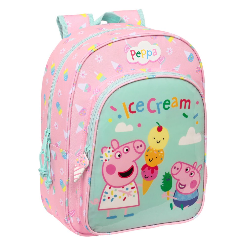 Zaino Scuola Peppa Pig Ice cream Rosa Menta 26 x 34 x 11 cm    