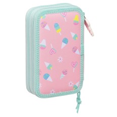 Astuccio Doppio Peppa Pig Ice cream Rosa Menta 12.5 x 19.5 x 4 cm (28 Pezzi)    