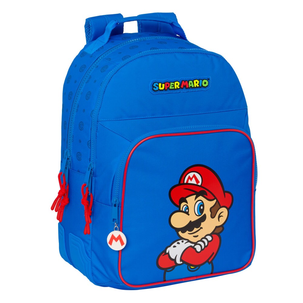 Zaino Scuola Super Mario Play Azzurro Rosso 32 x 42 x 15 cm    