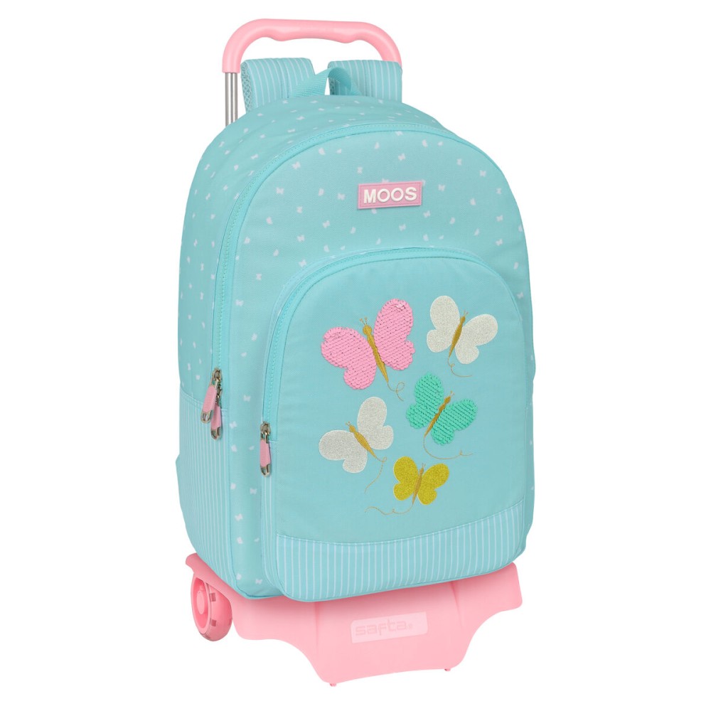 Trolley per la Scuola Moos Butterflies Azzurro 30 x 46 x 14 cm    