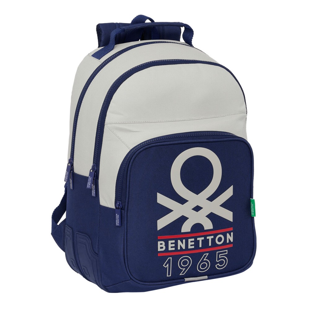 Zaino Scuola Benetton Varsity Grigio Blu Marino 32 x 42 x 15 cm    