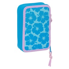 Plumier Triplo Lilo & Stitch Hawaii Azzurro 12,5 x 19,5 x 5,5 cm 36 Pezzi    