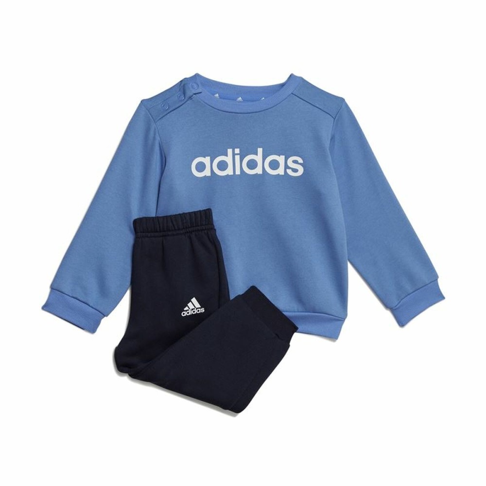 Tuta da Bambini Adidas Lin Fl Jog Azzurro Taglia  3-6 Mesi 