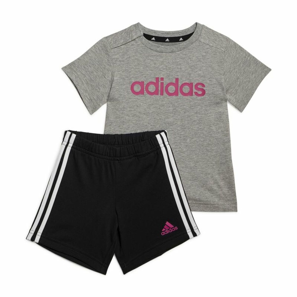 Completo Sportivo per Neonati Adidas Essentials Lineage Grigio scuro Taglia  9-12 Mesi 