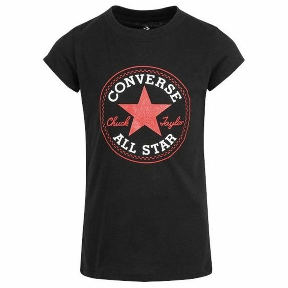 Maglia a Maniche Corte per Bambini Converse Timeless Patch Nero Taglia  5-6 Anni 