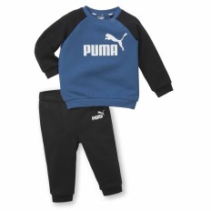 Tuta da Bambini Puma Minicats Essentials Raglan Nero Azzurro Taglia  9-12 Mesi 