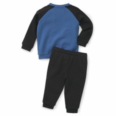 Tuta da Bambini Puma Minicats Essentials Raglan Nero Azzurro Taglia  9-12 Mesi 