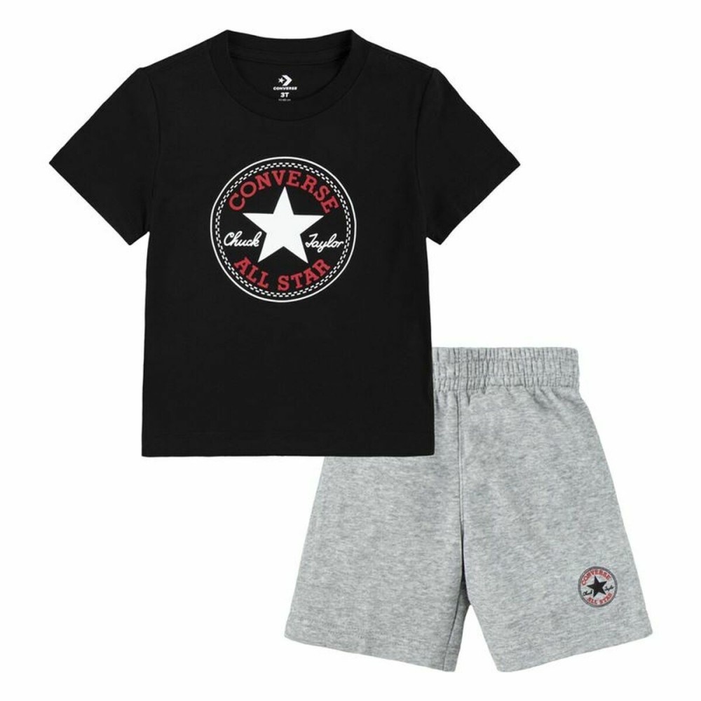 Completo Sportivo per Bambini Converse Core Tee Ft Short Nero Grigio Neonati Taglia  Taglia - 18 Mesi 