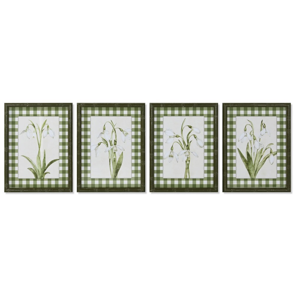 Quadro Home ESPRIT Verde Beige Shabby Chic Piante botaniche 30 x 2,5 x 40 cm (4 Unità)    